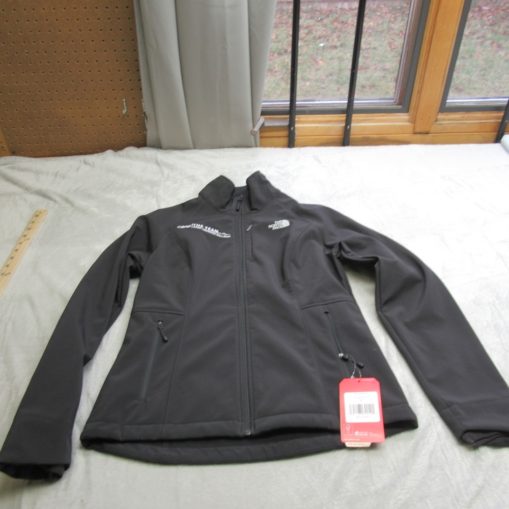 North Face Jacket Women Med Black Apex Barrier‎ Soft Shell Wind Rain LOGO NEW